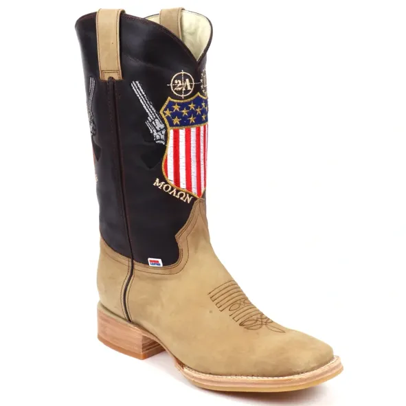 1207 - Rockin Leather Men's Molon Labe 2nd Amendment Western Boot