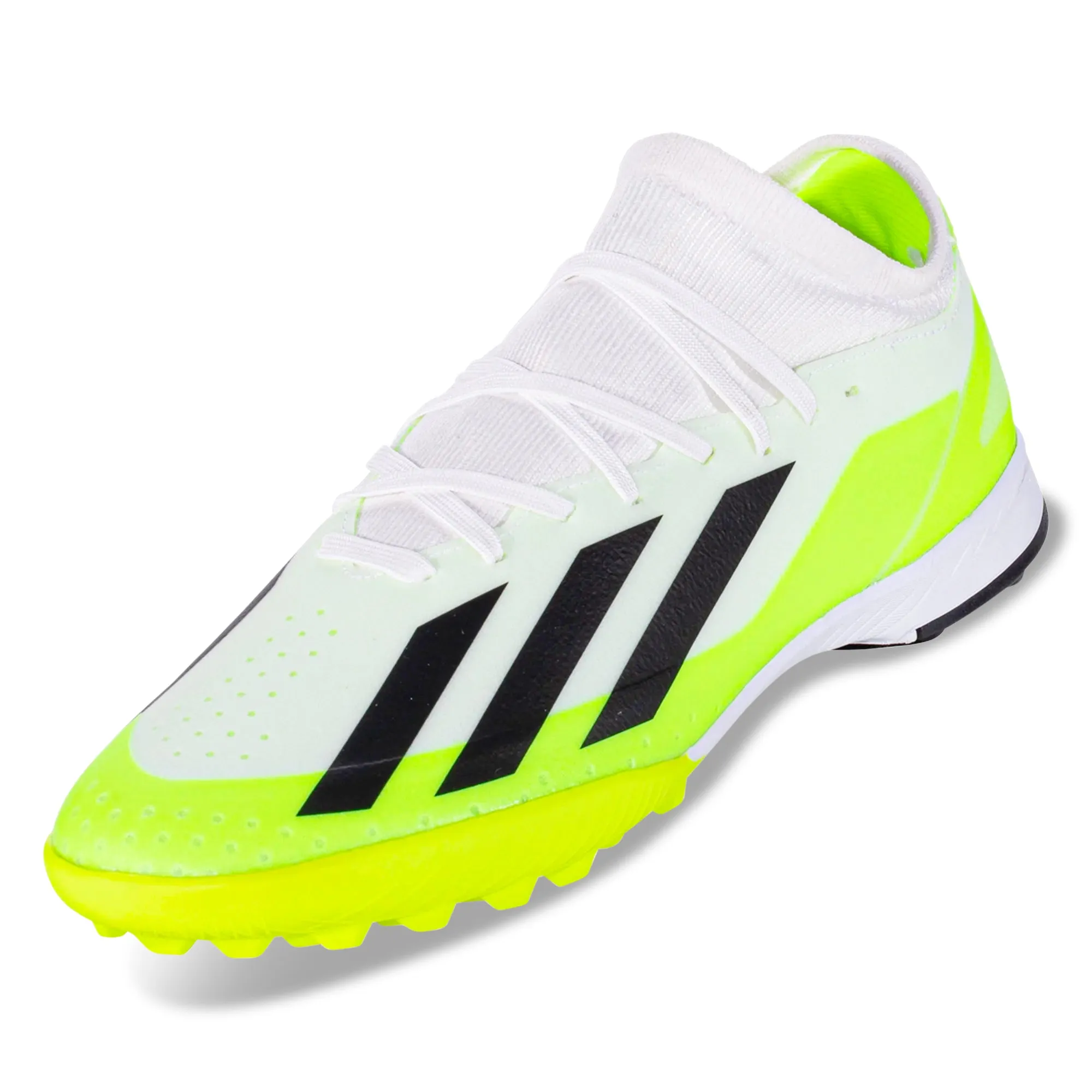 adidas Jr. X Crazyfast.3 Turf Soccer Shoes (White/Core Black/Lucid Lemon)