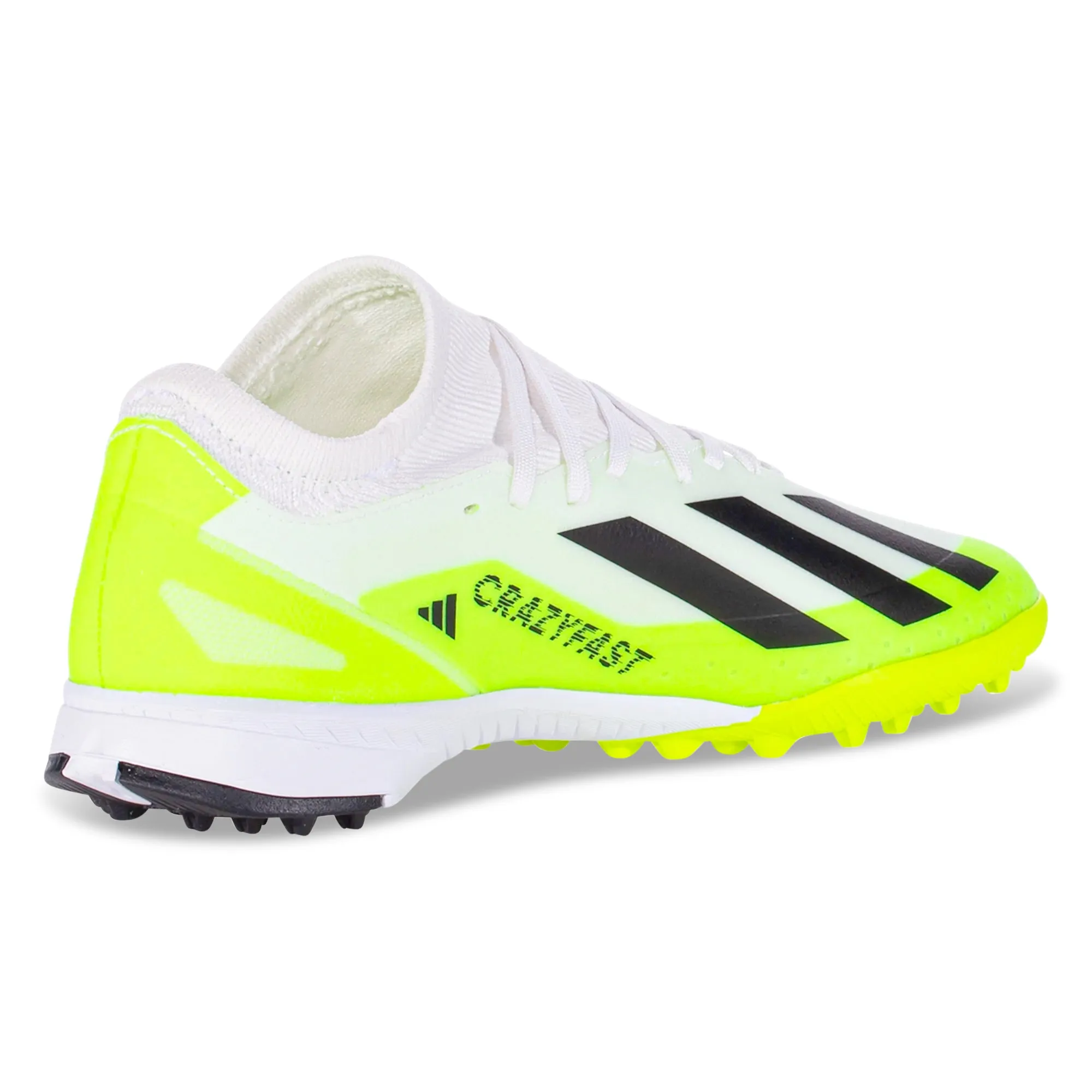 adidas Jr. X Crazyfast.3 Turf Soccer Shoes (White/Core Black/Lucid Lemon)