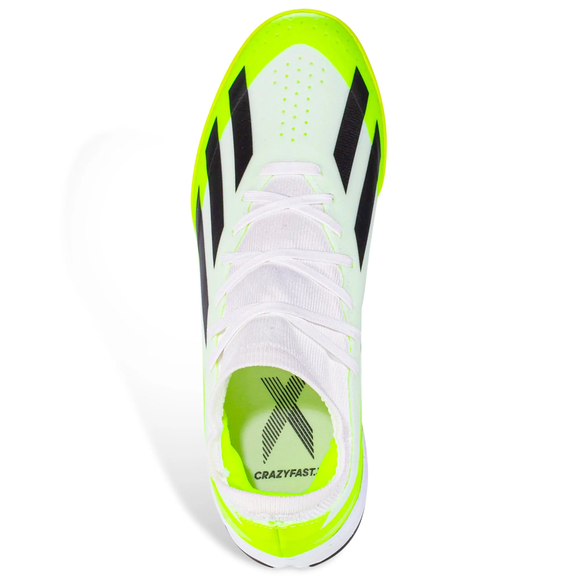 adidas Jr. X Crazyfast.3 Turf Soccer Shoes (White/Core Black/Lucid Lemon)