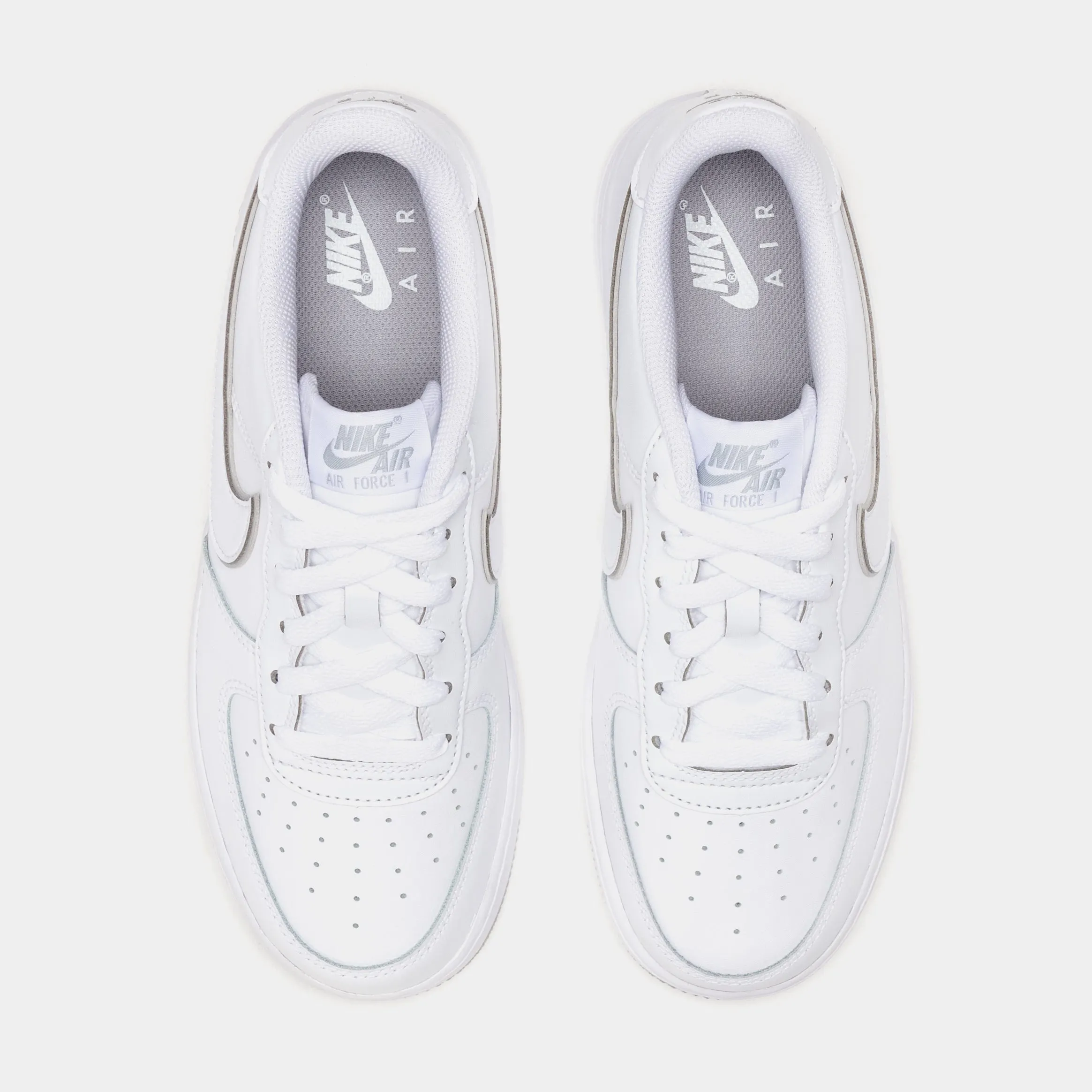 Air Force 1 Grade School Lifestyle Shoes (White/Grey)