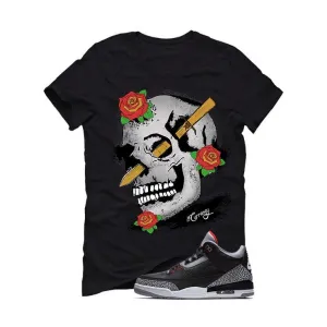 Air Jordan 3 OG Retro Black Cement Black T (Skulls And Roses)