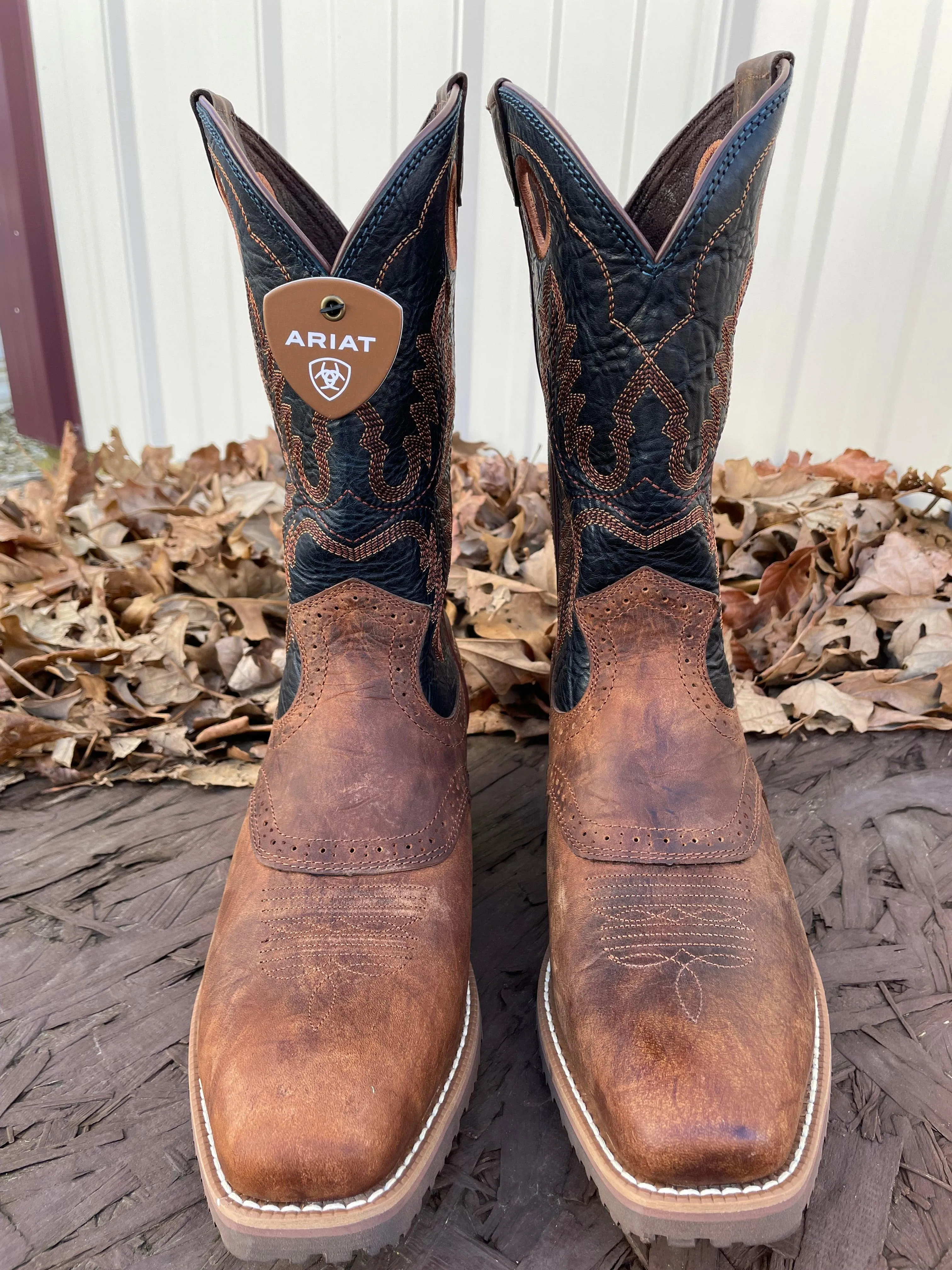 Ariat Men's Brown & Blue Hybrid Roughstock Square Toe Western Boot 10046831