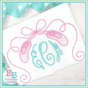 Ballet Shoes with Curly Ribbons Design