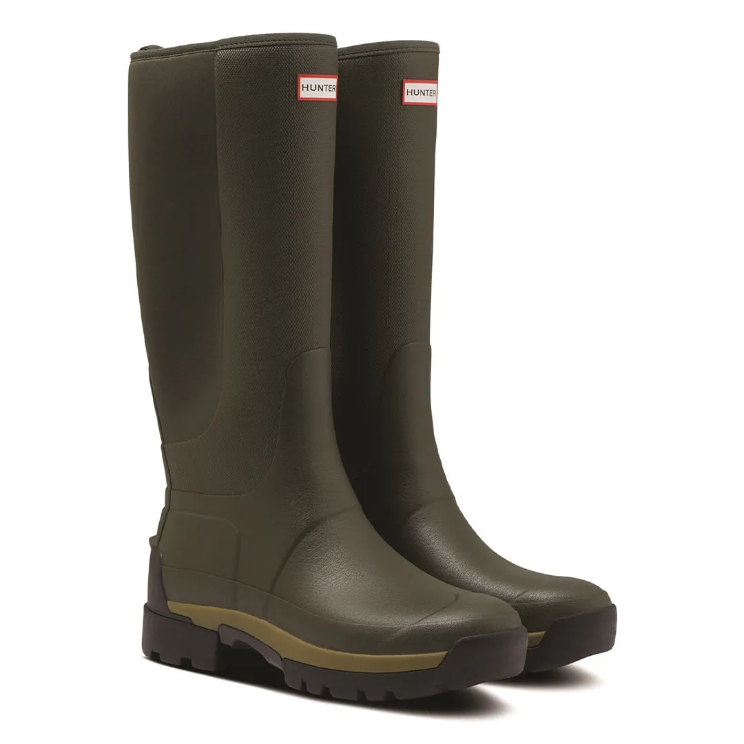 Balmoral Hybrid Tall Wellington Boots - Dark Olive by Hunter