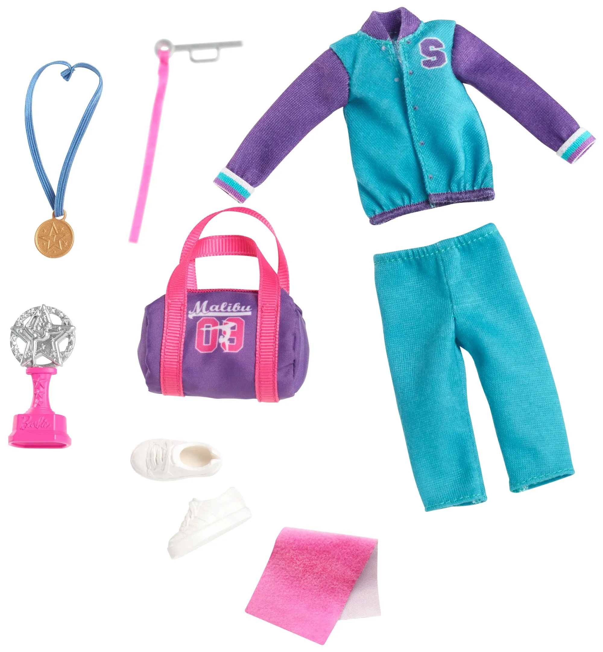 Barbie Team Stacie Doll and Gymnastics Playset with Spinning Bar and 7 Themed Accessories for Kids Ages 3 