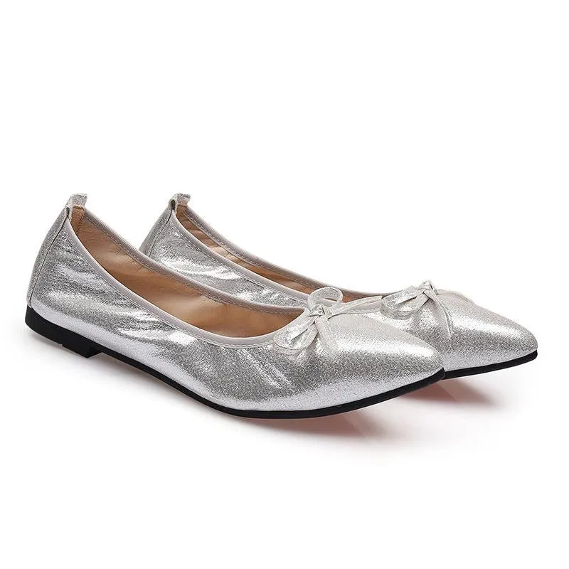 Bow Decor Pointed Toe Ballet Flats