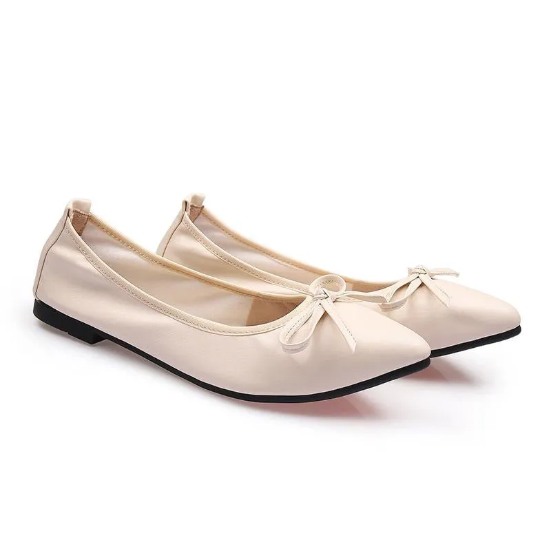 Bow Decor Pointed Toe Ballet Flats