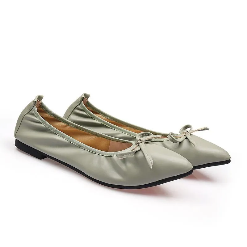 Bow Decor Pointed Toe Ballet Flats