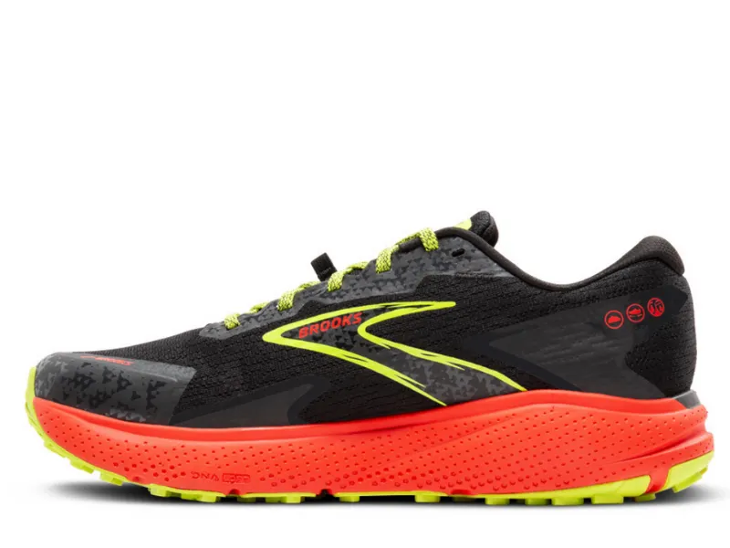 Brooks Divide 5 Mens Trail Running Shoe (Black/Cherry/Lime)