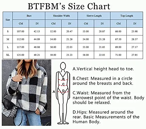 BTFBM Women Sherpa Pullover Quarter Zip Long Sleeve Fluffy Soft Fleece Jackets Sweaters Sweatshirts Hoodies Outwear Coat (Plaid Khaki, Large)