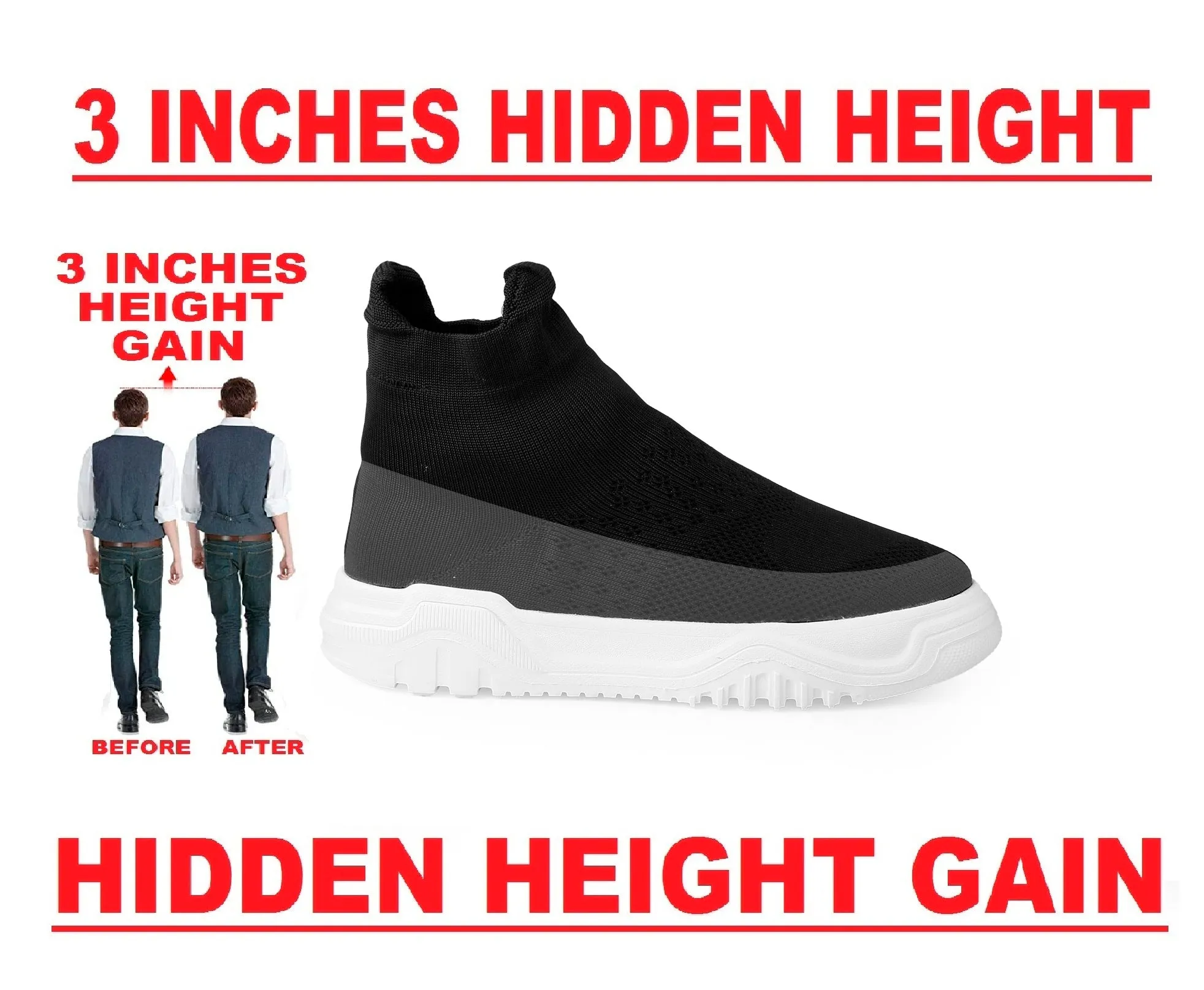 Bxxy's 3 Inch Hidden Height Increasing Easy Wear Shoes for Men