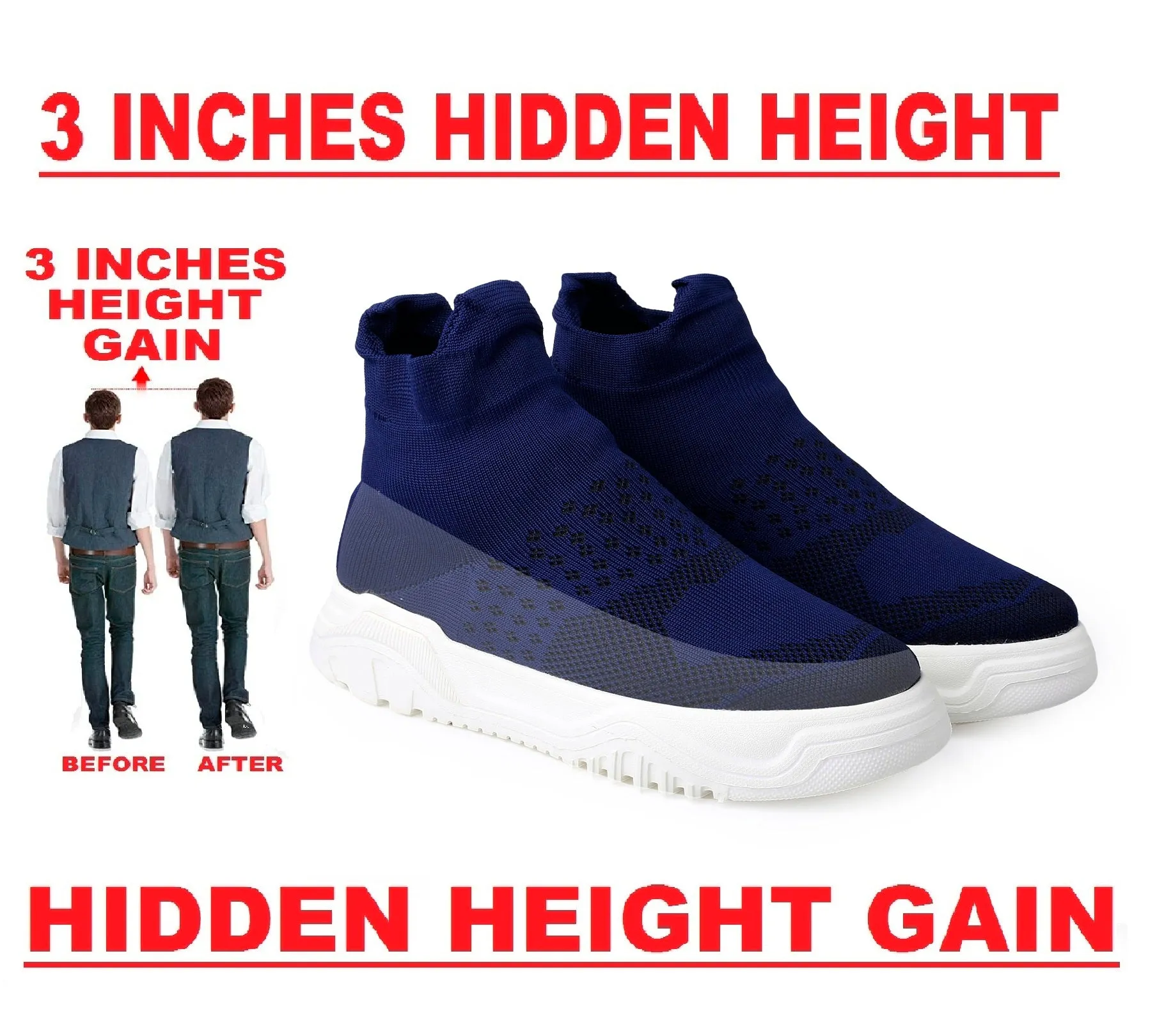 Bxxy's 3 Inch Hidden Height Increasing Easy Wear Shoes for Men