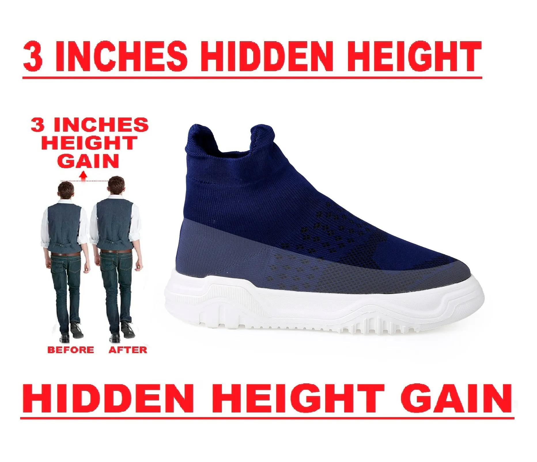 Bxxy's 3 Inch Hidden Height Increasing Easy Wear Shoes for Men