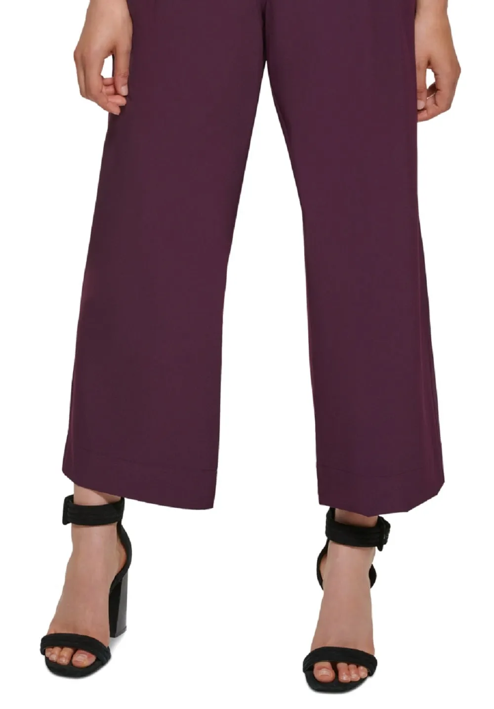 Calvin Klein Women's Women's Wide Leg Cropped Pants Purple Size Large