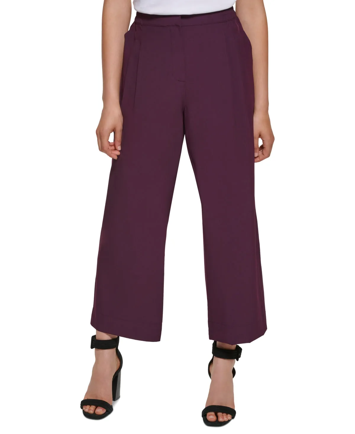 Calvin Klein Women's Women's Wide Leg Cropped Pants Purple Size Large