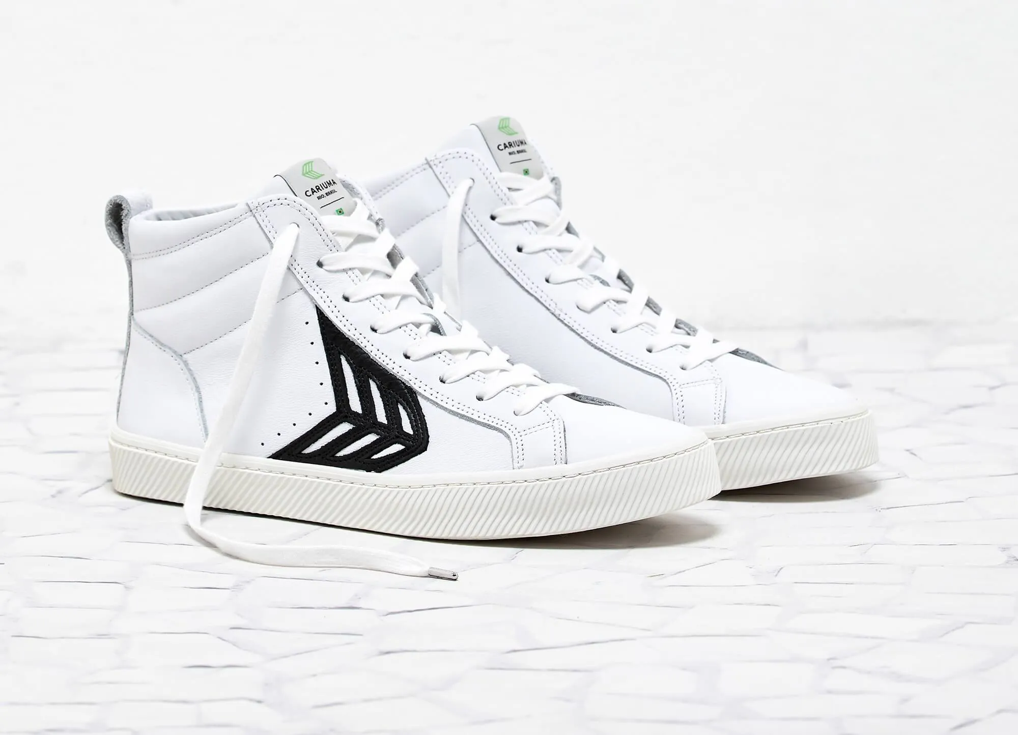 CATIBA High Off White Leather Black Logo Sneaker Women