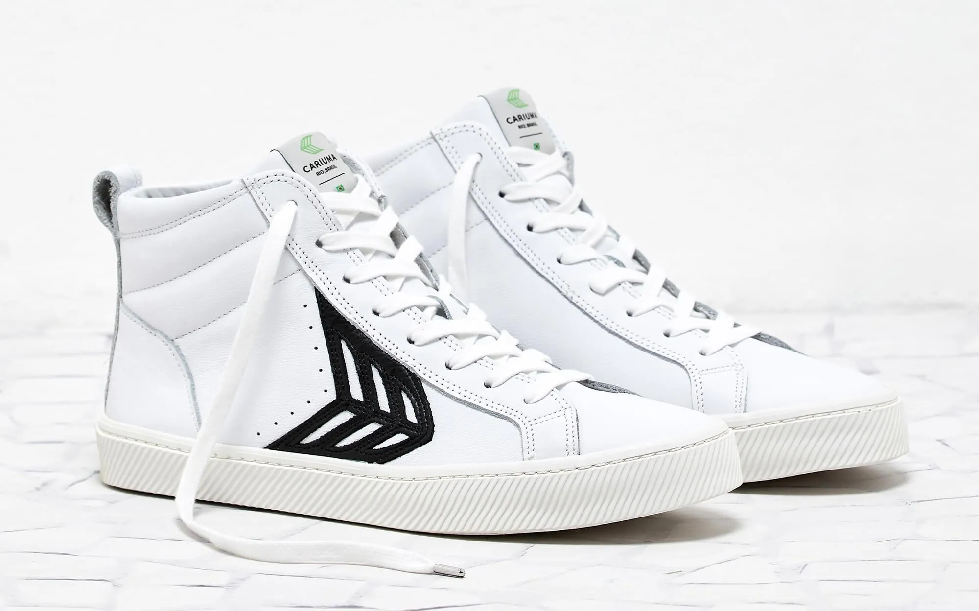 CATIBA High Off White Leather Black Logo Sneaker Women