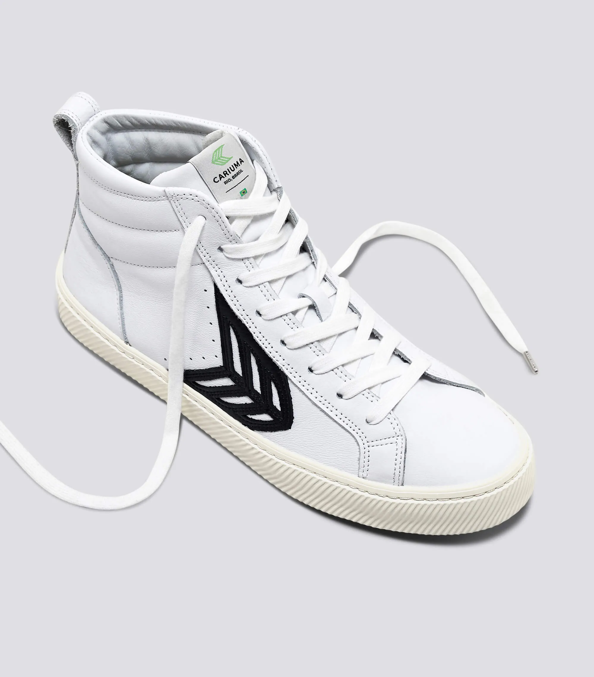 CATIBA High Off White Leather Black Logo Sneaker Women