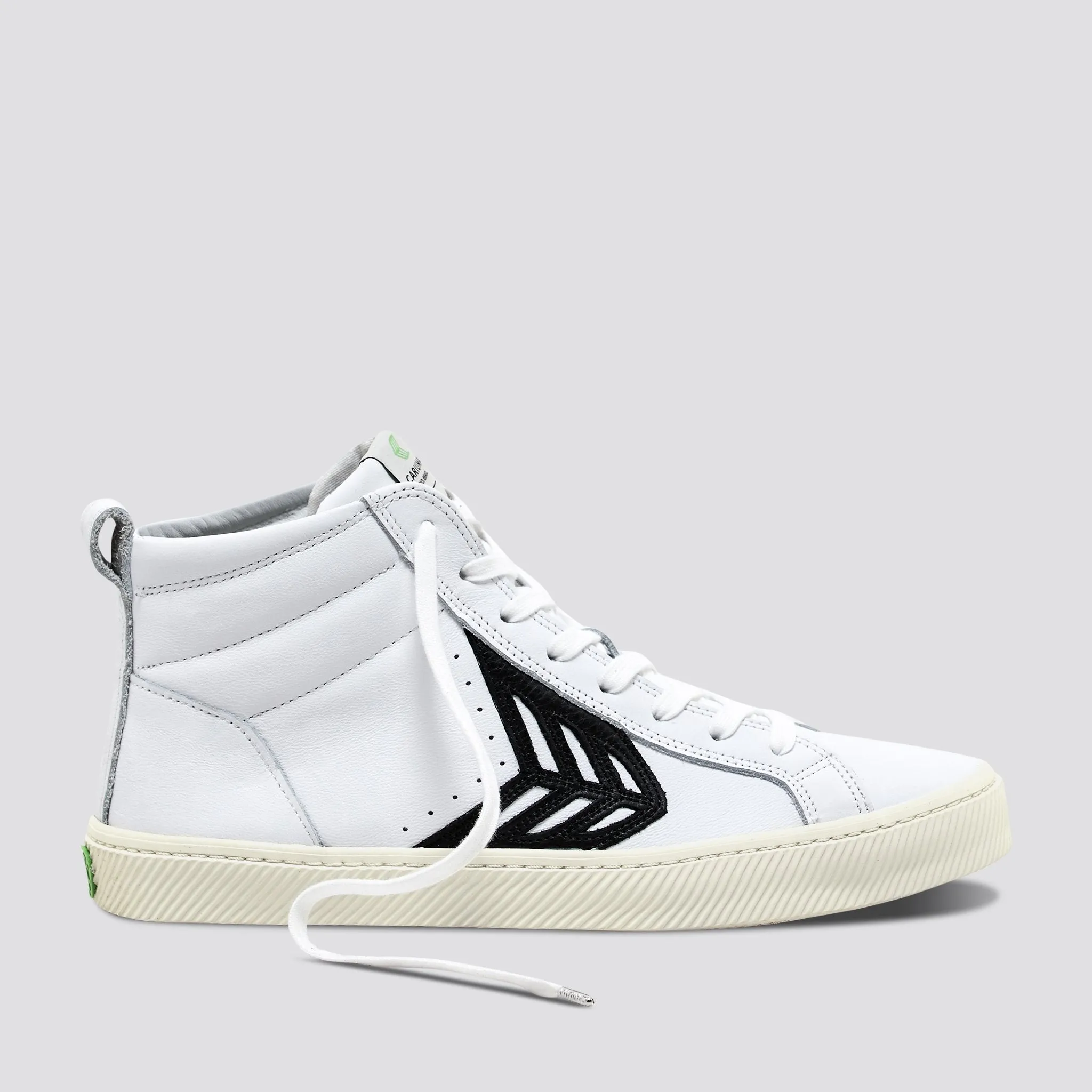 CATIBA High Off White Leather Black Logo Sneaker Women