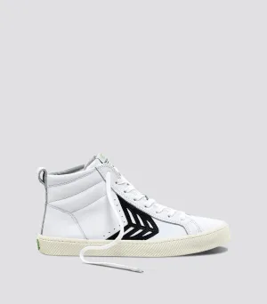 CATIBA High Off White Leather Black Logo Sneaker Women