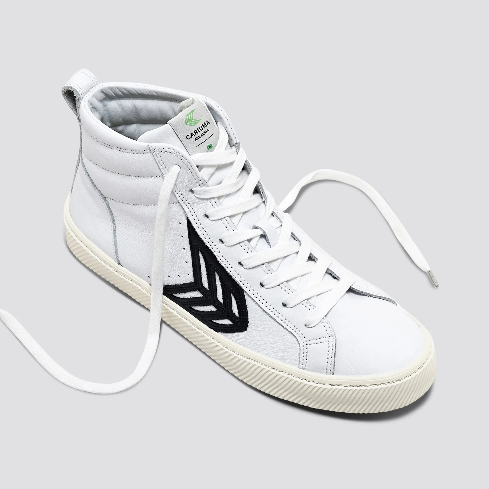 CATIBA High Off White Leather Black Logo Sneaker Women