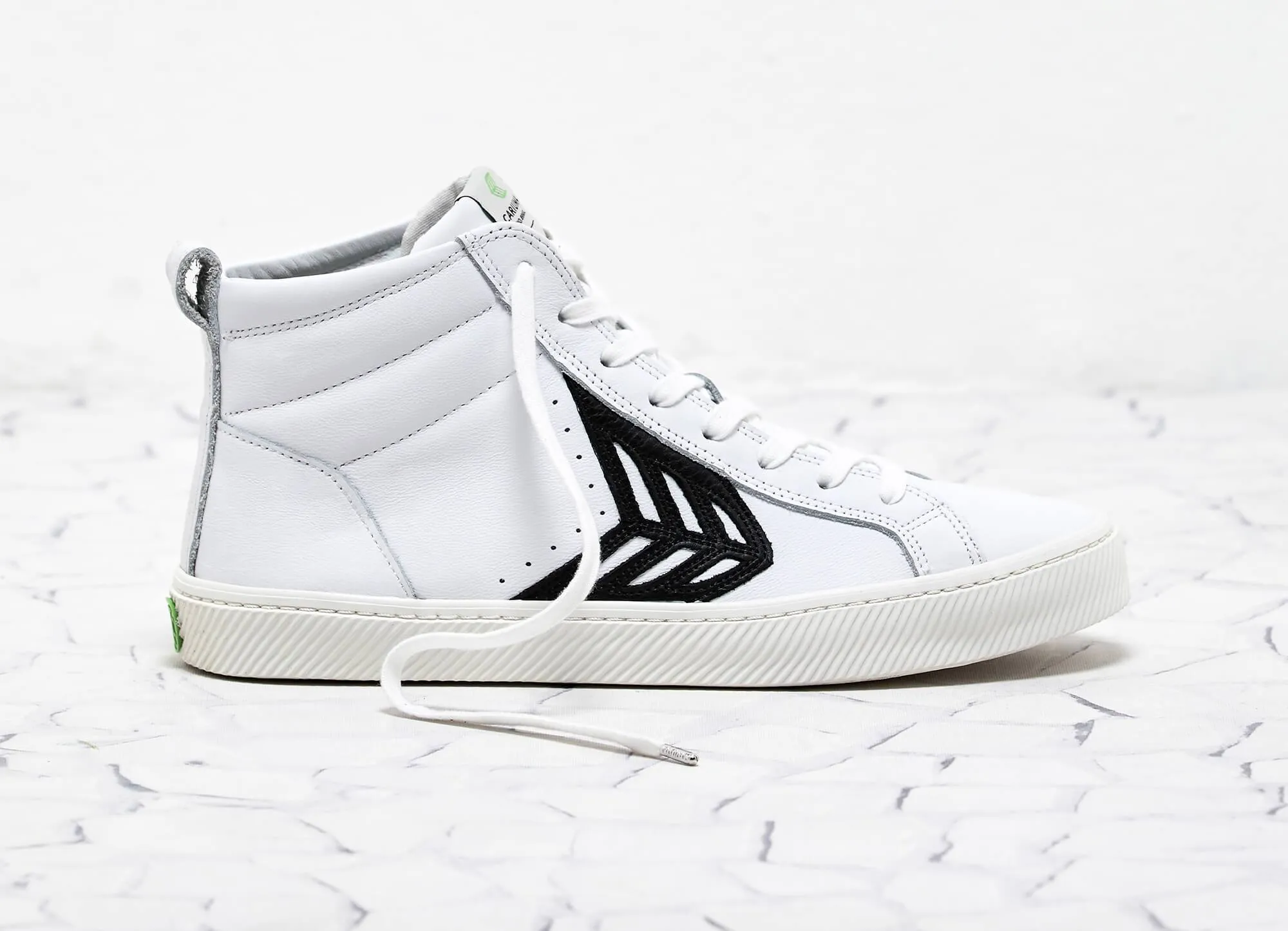 CATIBA High Off White Leather Black Logo Sneaker Women