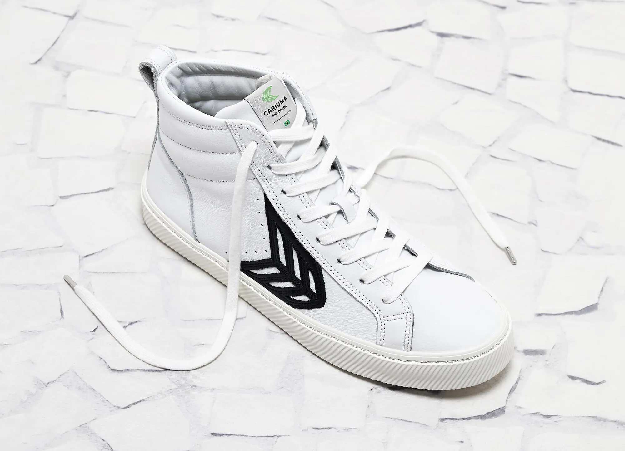 CATIBA High Off White Leather Black Logo Sneaker Women