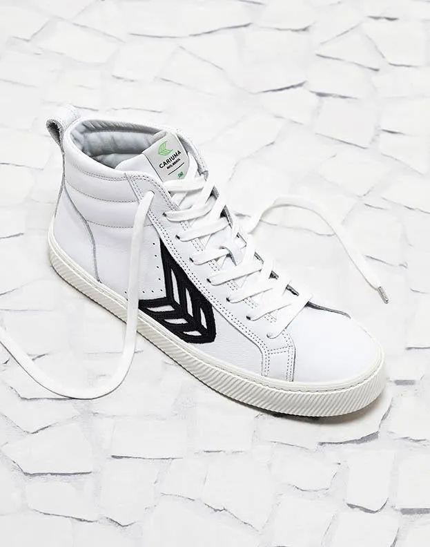 CATIBA High Off White Leather Black Logo Sneaker Women