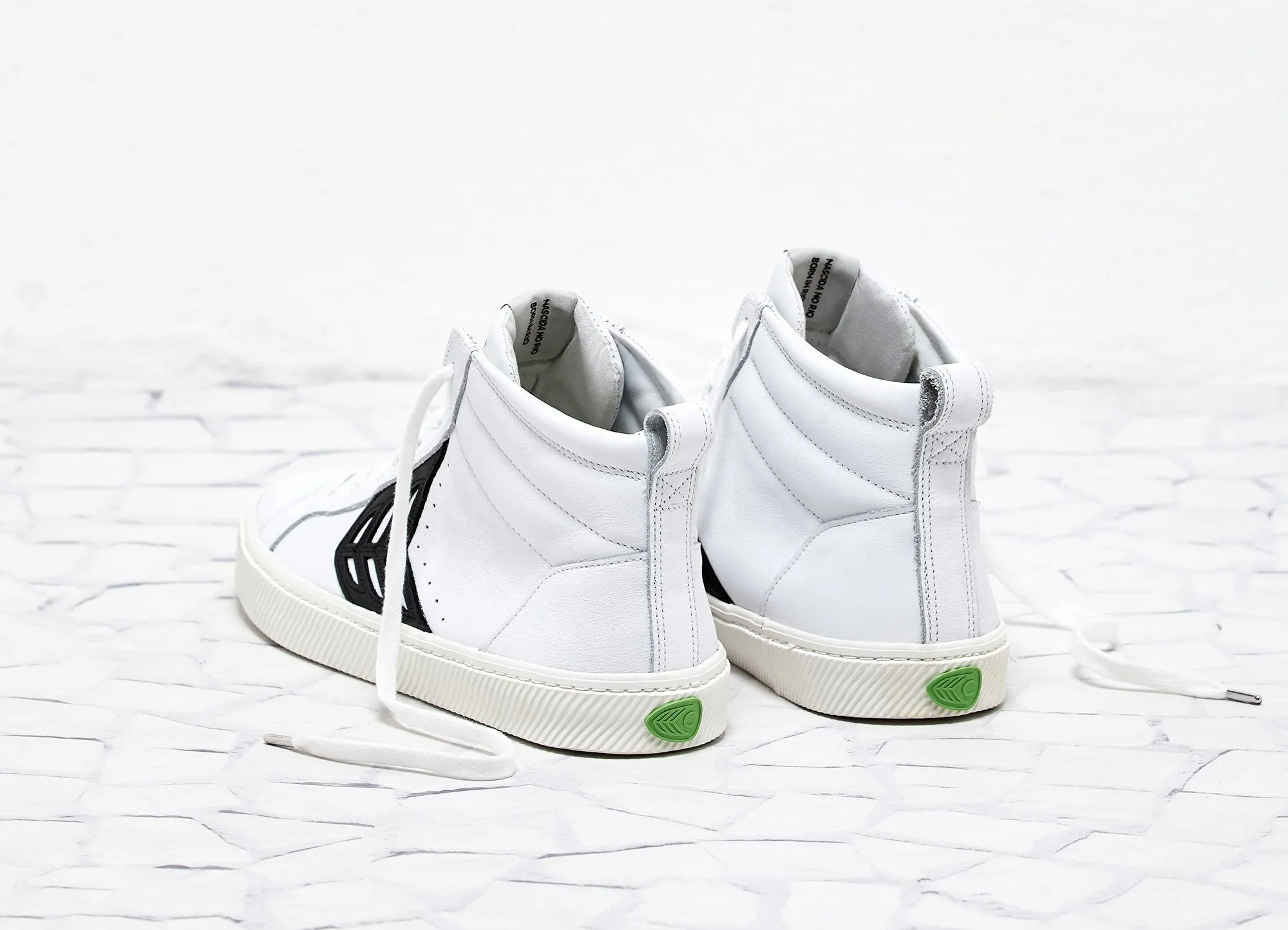 CATIBA High Off White Leather Black Logo Sneaker Women