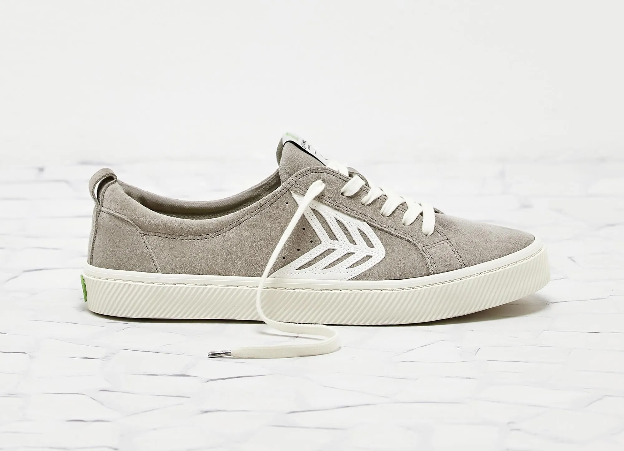 CATIBA Low Cloud Grey Suede Ivory Logo Sneaker Men