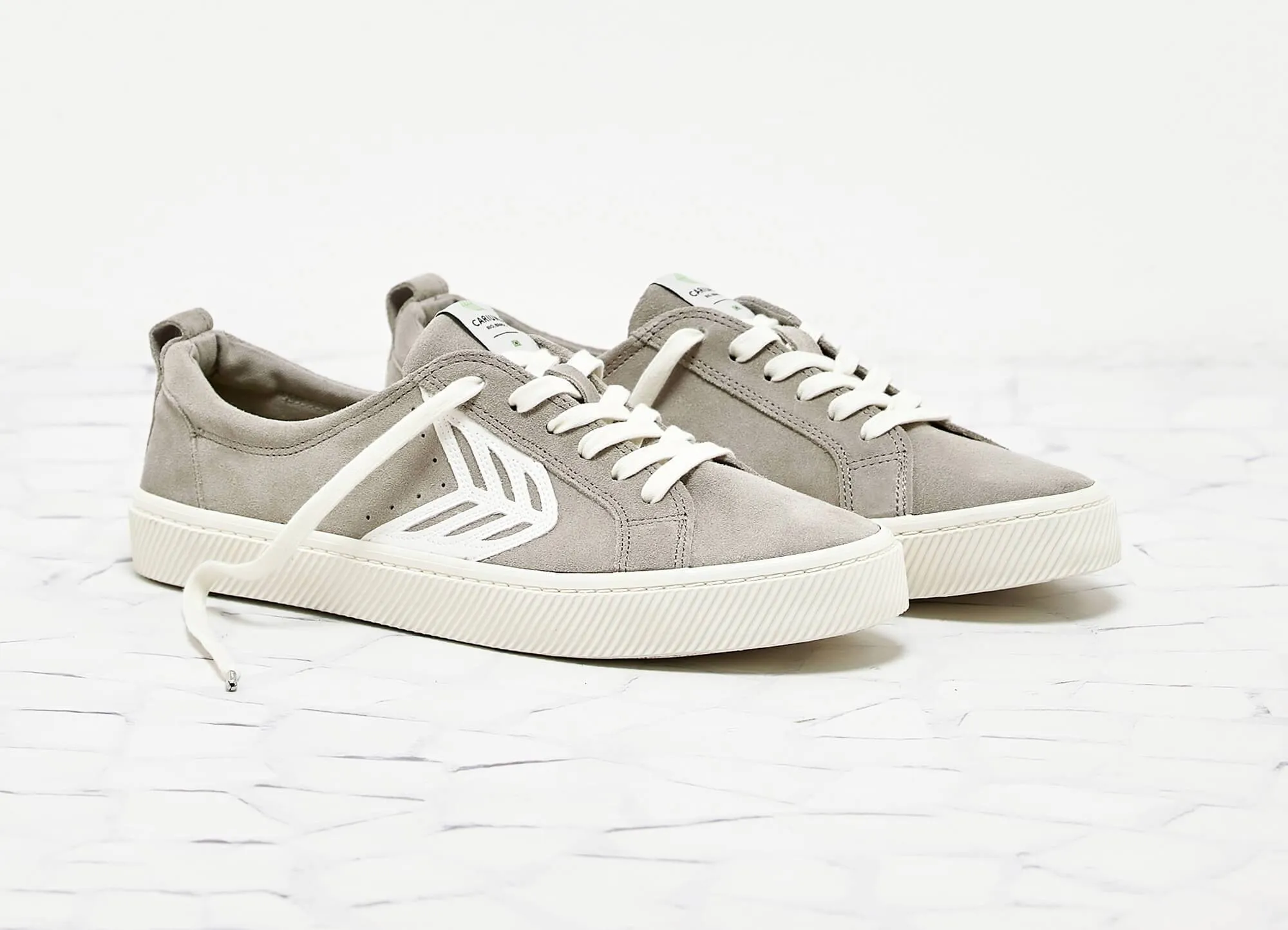 CATIBA Low Cloud Grey Suede Ivory Logo Sneaker Men