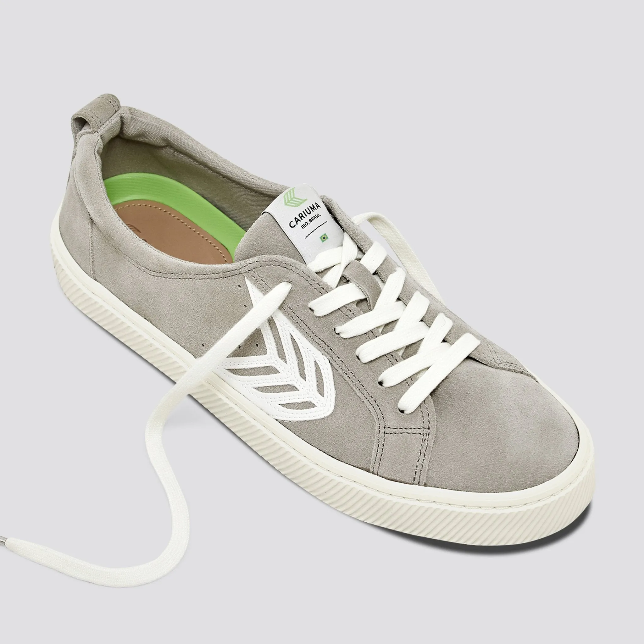 CATIBA Low Cloud Grey Suede Ivory Logo Sneaker Men