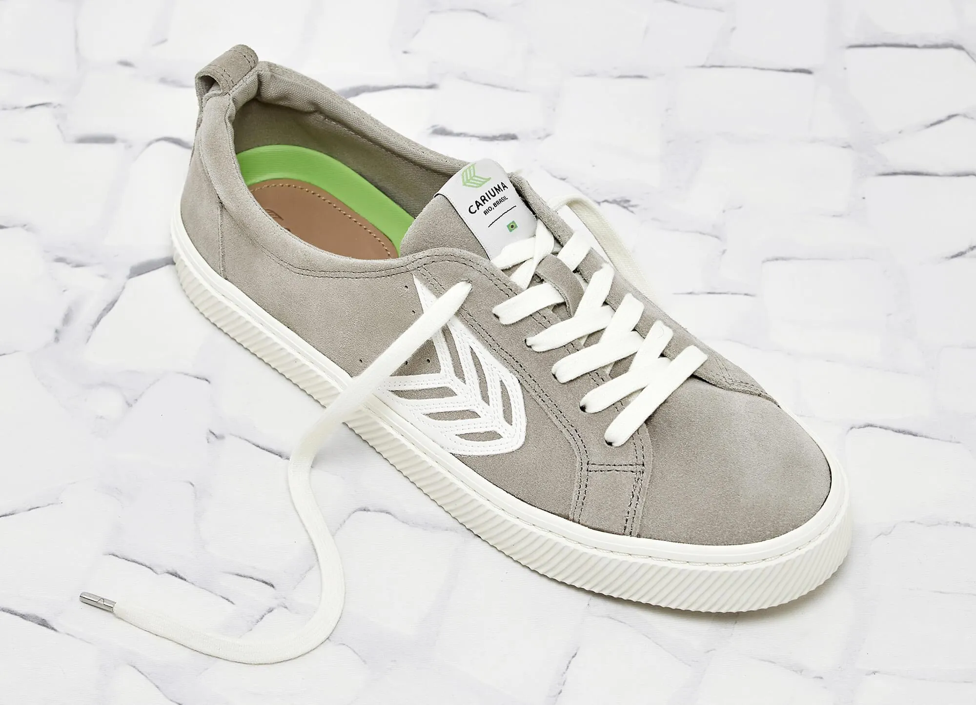 CATIBA Low Cloud Grey Suede Ivory Logo Sneaker Men