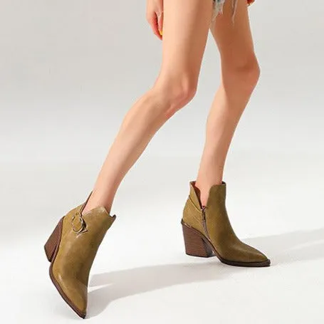 Chunky Heel Pointed Toe Chelsea Boots