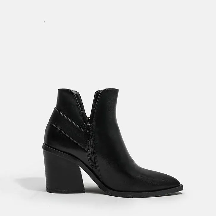 Chunky Heel Pointed Toe Chelsea Boots