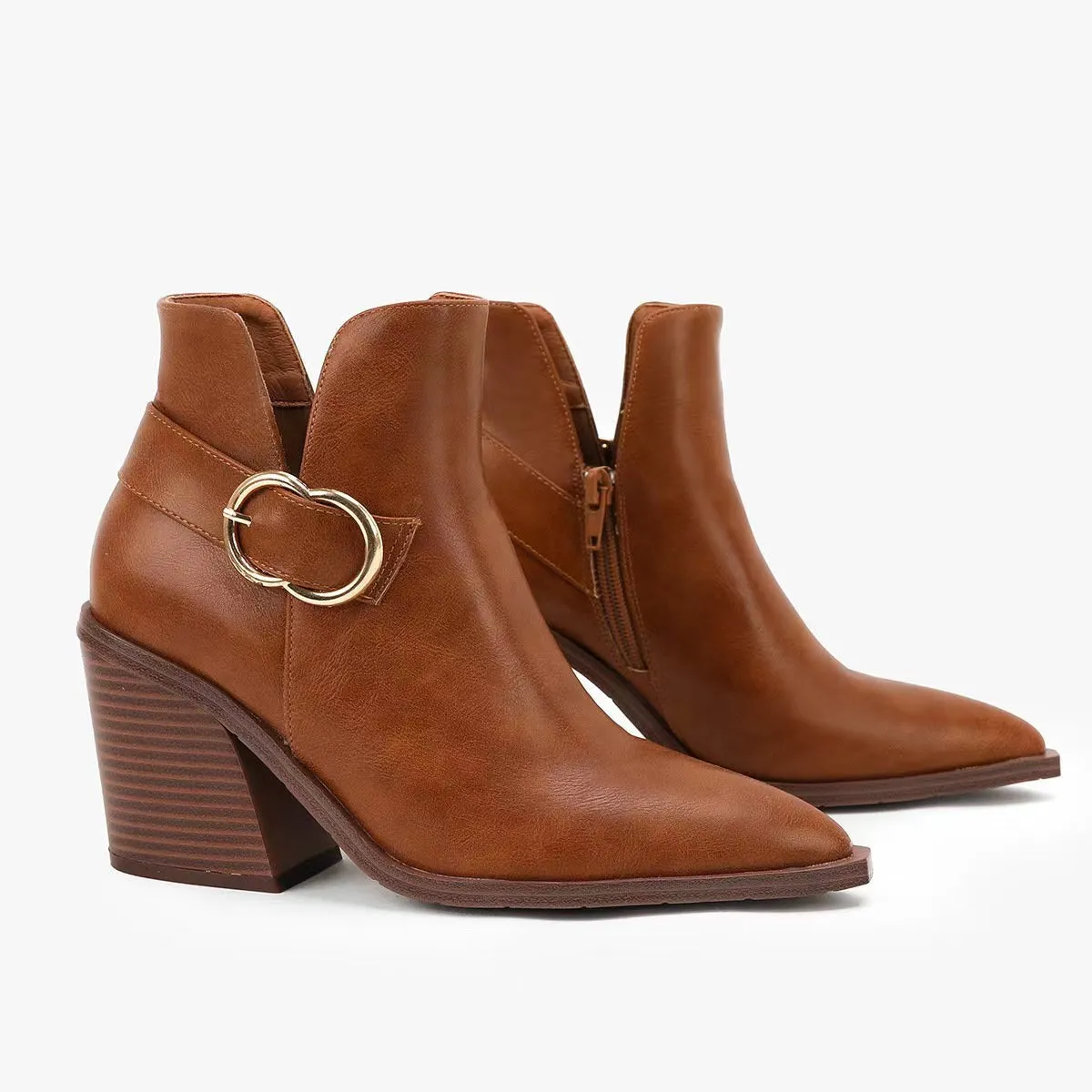 Chunky Heel Pointed Toe Chelsea Boots