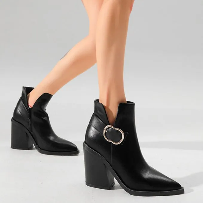 Chunky Heel Pointed Toe Chelsea Boots