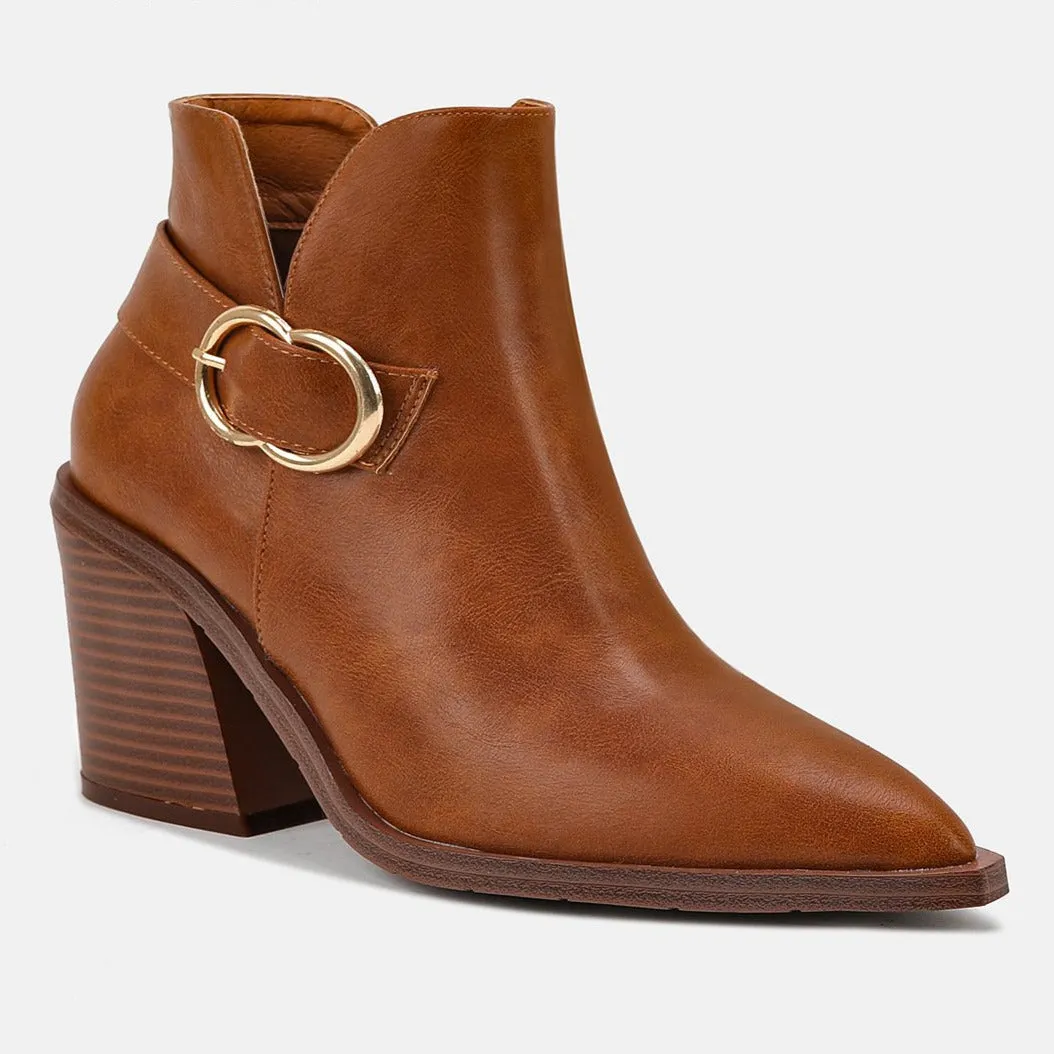 Chunky Heel Pointed Toe Chelsea Boots