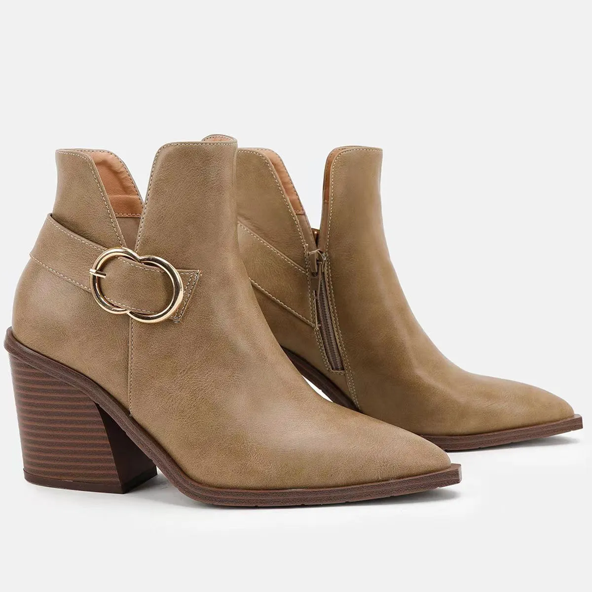 Chunky Heel Pointed Toe Chelsea Boots