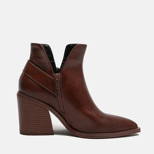 Chunky Heel Pointed Toe Chelsea Boots