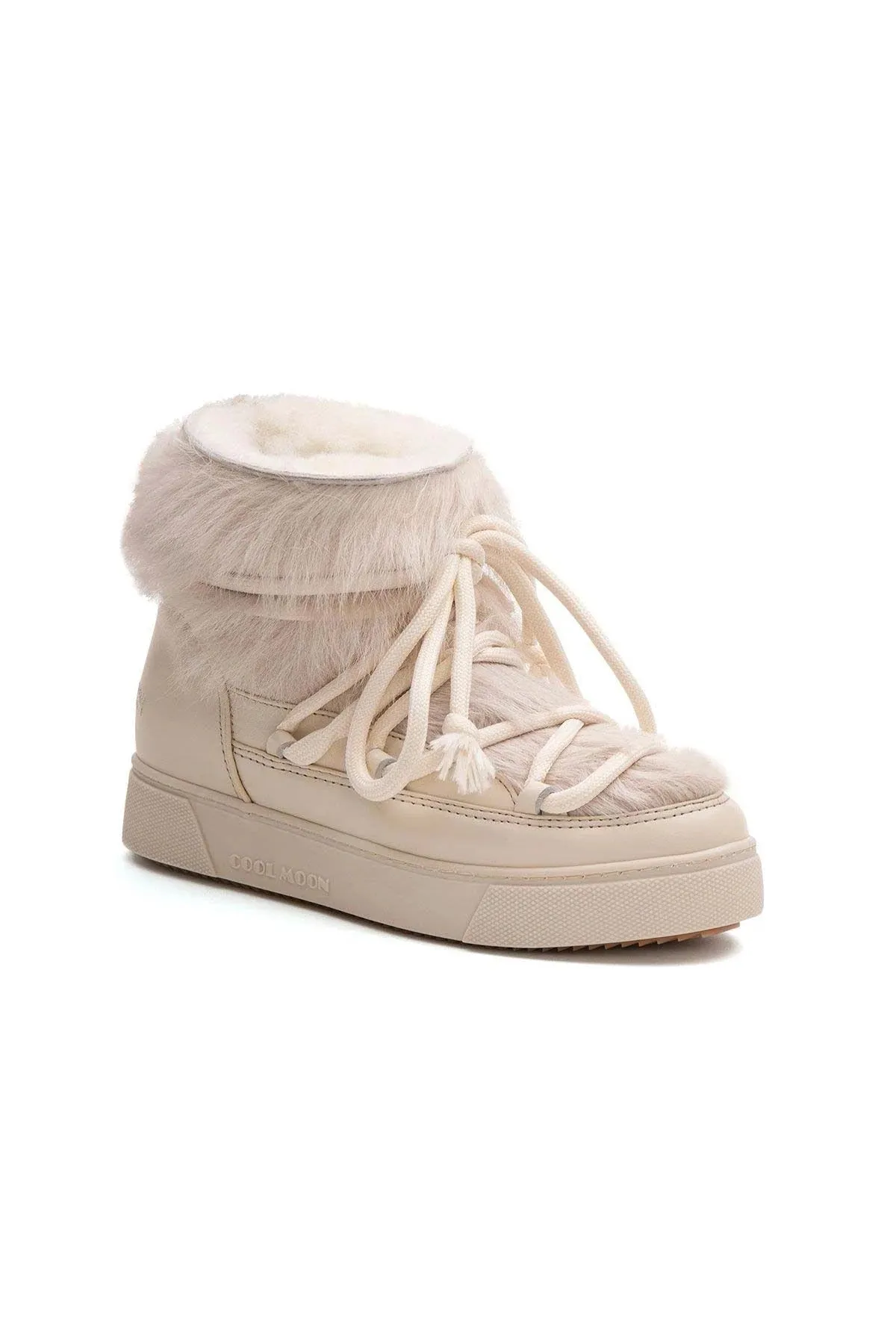 Cool Moon Women's Fur-Lined Sneaker Boot SCB 355081 Beige