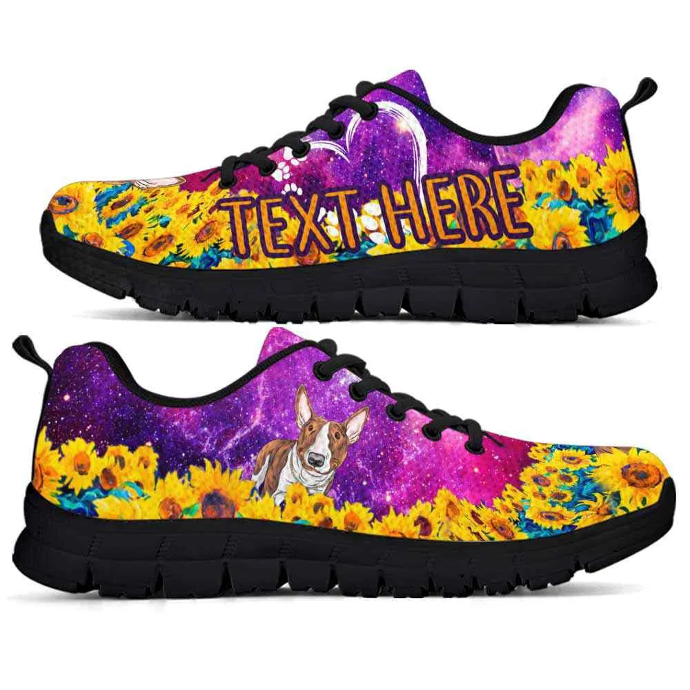 Custom Name Bull Terrier Sneaker, Bull Terrier Sunflower Galaxy Sneakers Running Shoes, Best Running Shoes