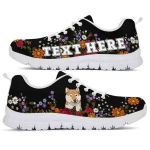 Custom Name Shiba Inu Sneaker, Shiba Inu Colorful Flower Floral Dog Lovers Sneakers Gym Running Shoes, Best Running Shoes