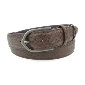 Dark Brown Carung Texture Satin Stirrup Belt