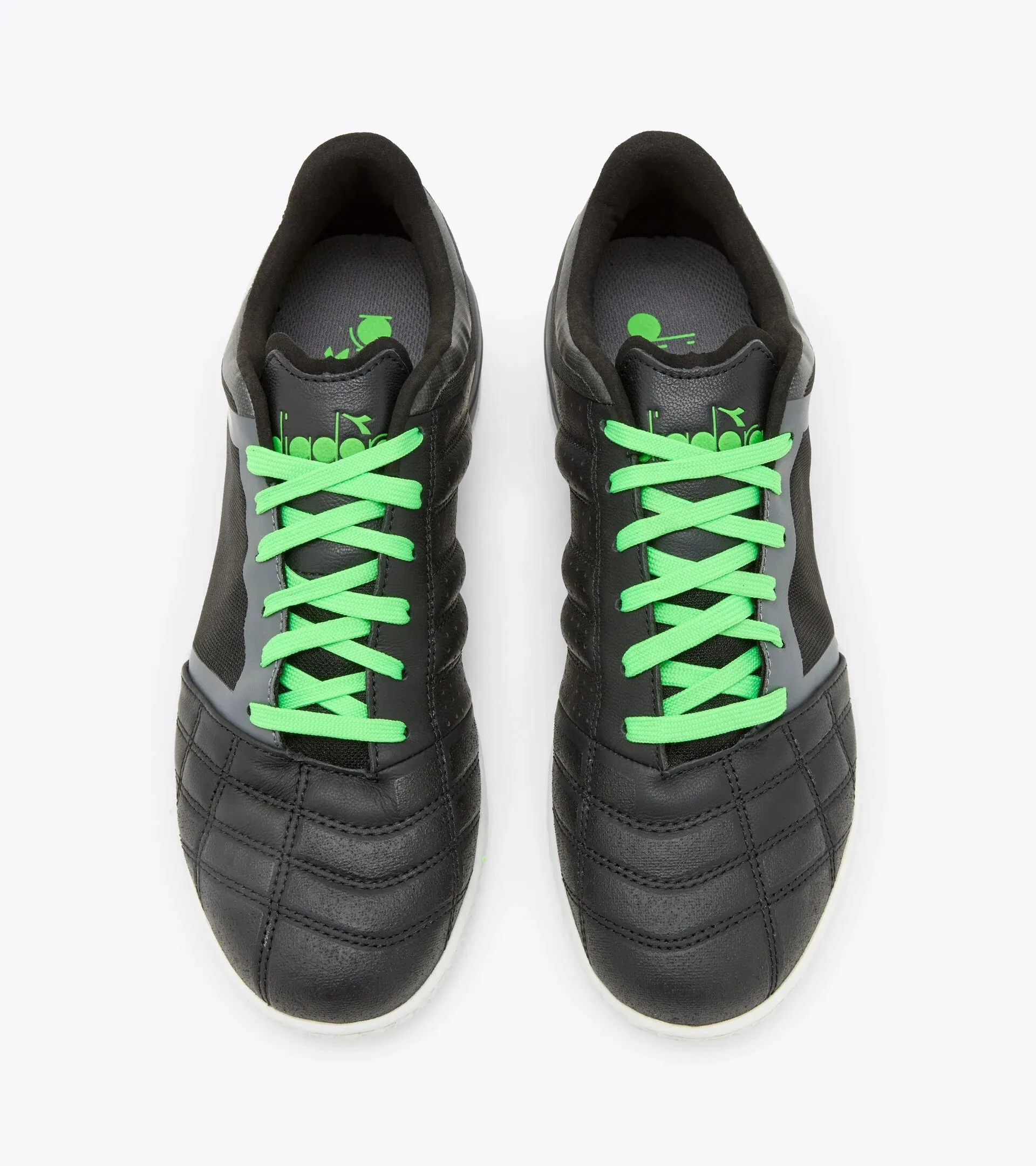 Diadora Brazil Sala ID Indoor Soccer Shoe - Black/Green Fluo