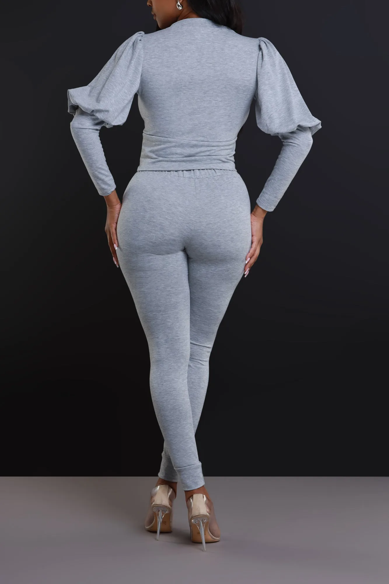 Diary Power Sleeve Jogger Set - Heather Grey