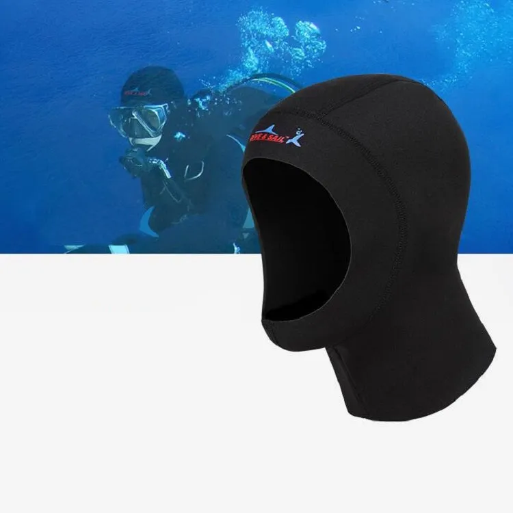 DIVE & SAIL DH-002 1mm Men and Women Swimming Caps Sunscreen Diving Cap Surfing Diving Headgear, Size: S(Black)