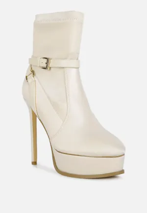 DOESBURG Beige Satin Stiletto Ankle Boot