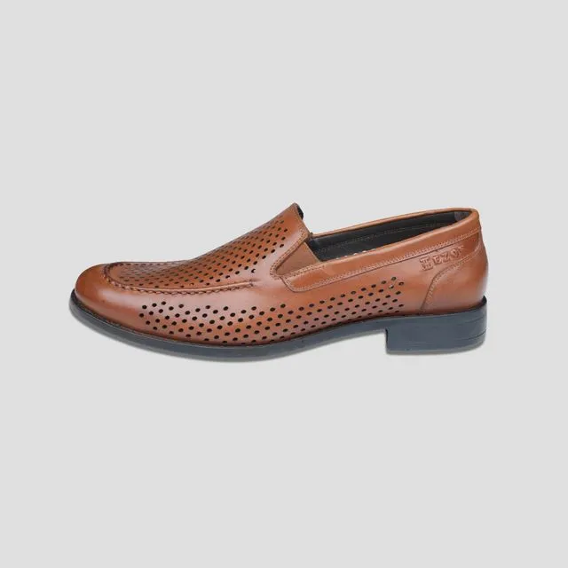 Ezok Tan Casual Leather Shoes For Men